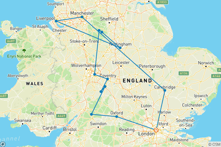 Map of English Adventure (No London Overnights)