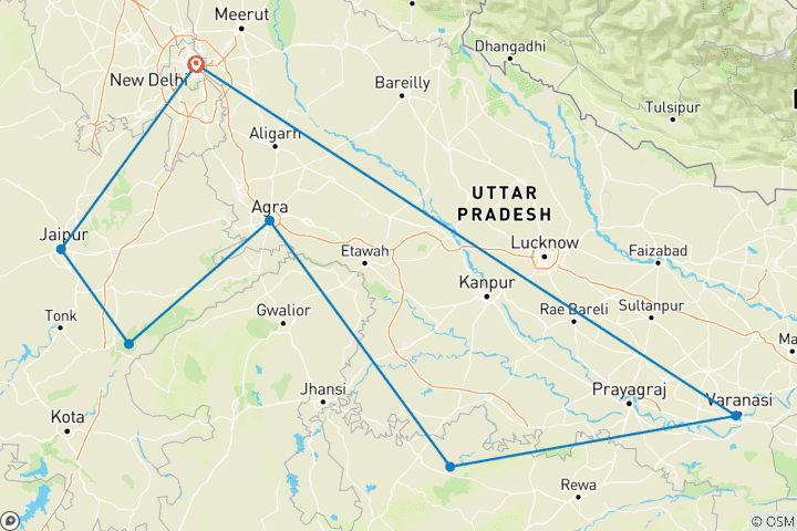 Map of Mysteries of India  (Delhi to Varanasi) (2026)