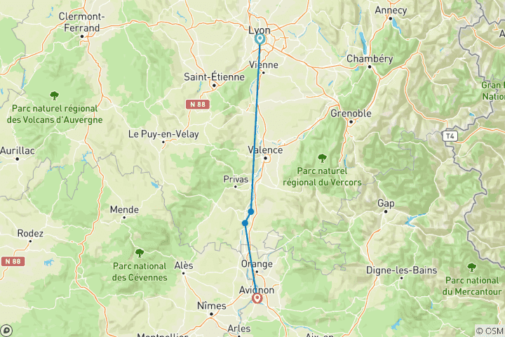 Map of Christmas in Provence and the Rhône Valley (port-to-port cruise)