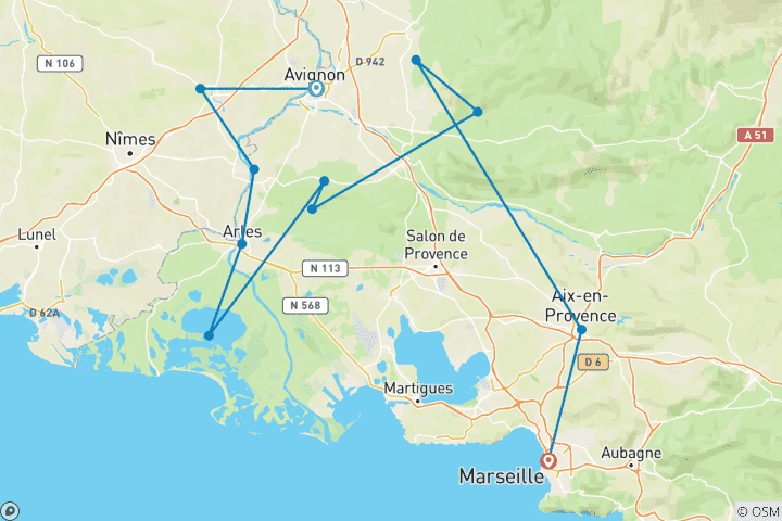 Carte du circuit Circuit guidé en Provence | France : Une mer de couleurs | 8 jours