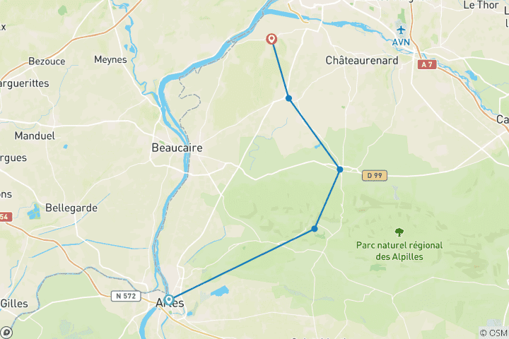 Carte du circuit Les Alpilles de Provence à vélo