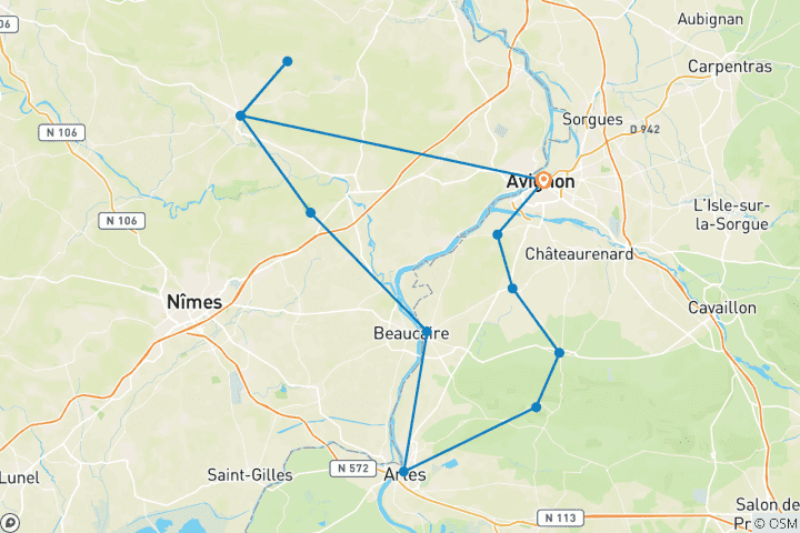 Carte du circuit Provence Classic 7 Nuits - Uzès, Saint Remy...