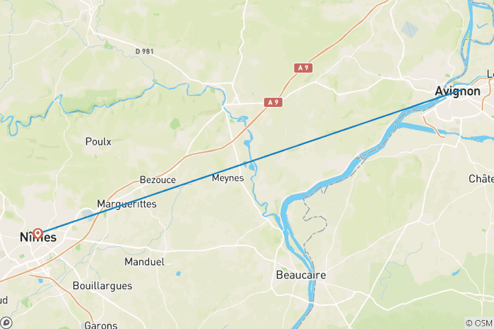 Carte du circuit Provence Camargue Vers Nîmes