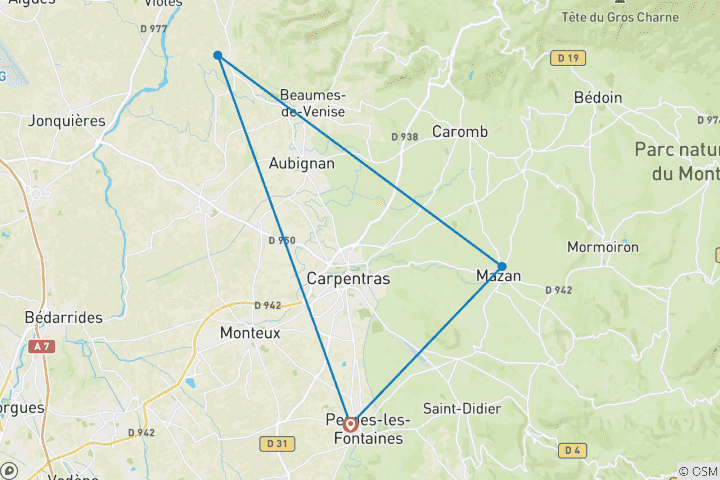 Map of Cotes Du Ventoux Cycling
