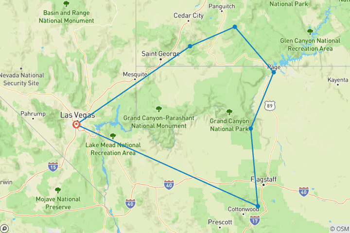 Map of Private 3 Day Spiritual Aerial Adventure Safari