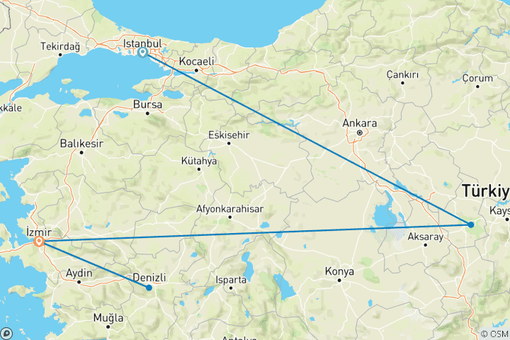 Carte du circuit Circuit de 10 jours en Turquie