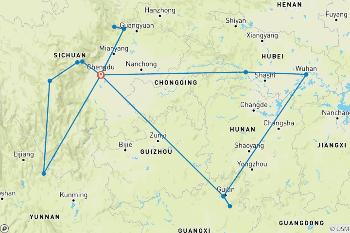 Carte du circuit La Chine sauvage