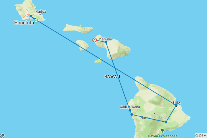 Map of Best of Hawaii (Intra Tour Air Hawaii 2 Flights, Moderate Cruise)