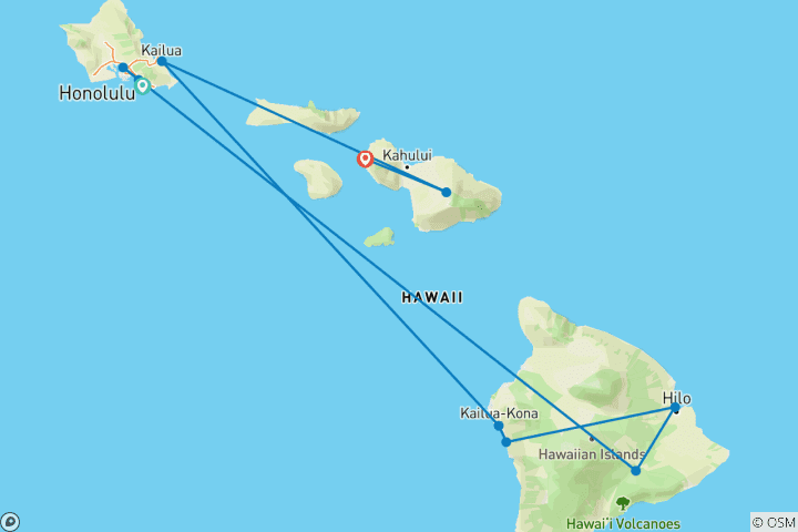 Map of Best of Hawaii (Intra Tour Air Hawaii 2 Flights, Premium Cruise)