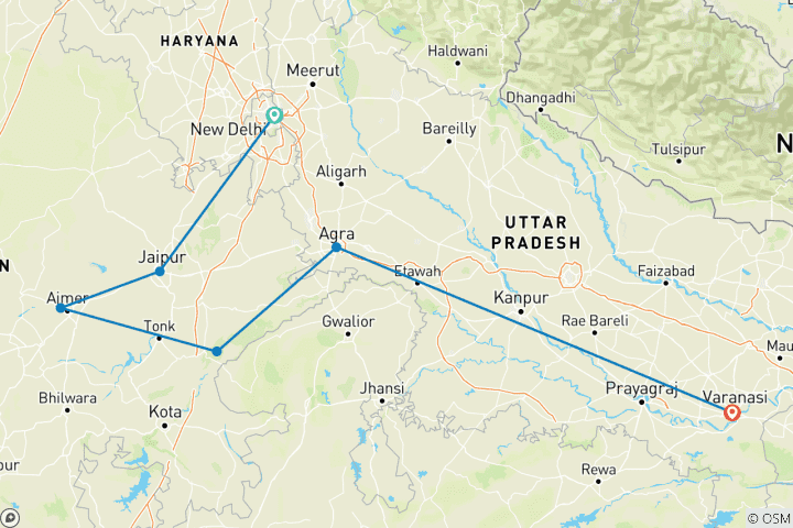 Kaart van !! Het beste van Noord-India!