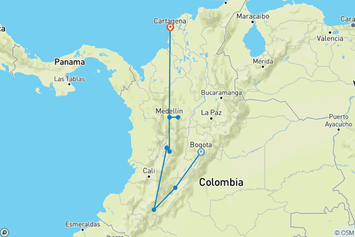 Karte von Kolumbien Intense: Andean Secrets & Caribbean Treasures