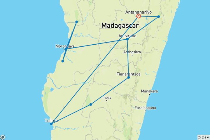 Carte du circuit 17 jours d'est en ouest, jusqu'au Rn7