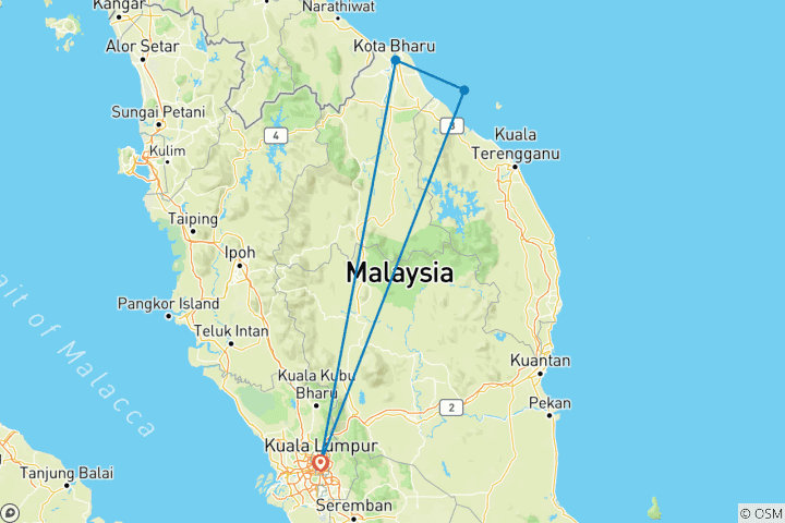 Carte du circuit Kuala Lumpur et la plage - 13 jours