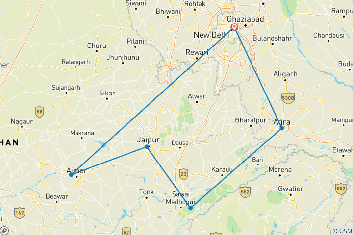 Map of Indian wildlife safari with puhkar fair