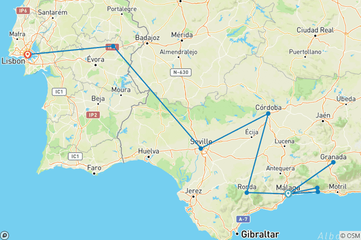 Map of Exploring Iberia: Southern Spain to Coastal Portugal  (Malaga to Lisbon) (2026)