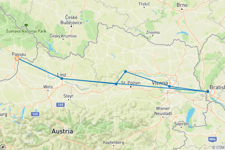 Carte du circuit Noël sur le Danube - AMADEUS Nova (Passau - Passau)