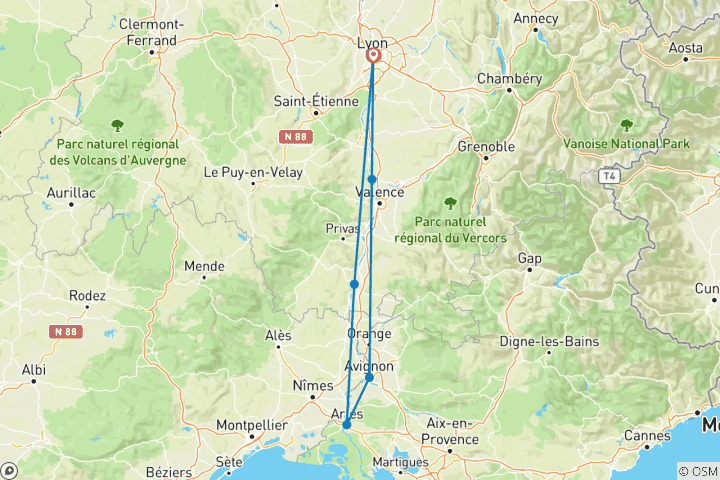 Karte von Rhône Route Provence 2025 - A-ROSA LUNA