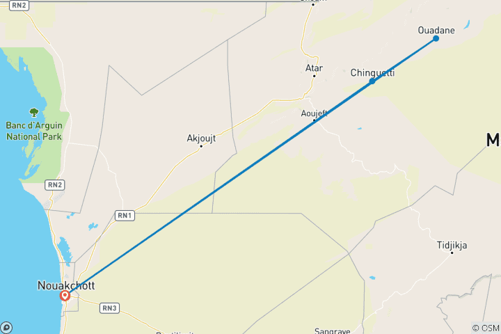 Carte du circuit Circuit découverte de la Mauritanie - 8 jours / 7 nuits
