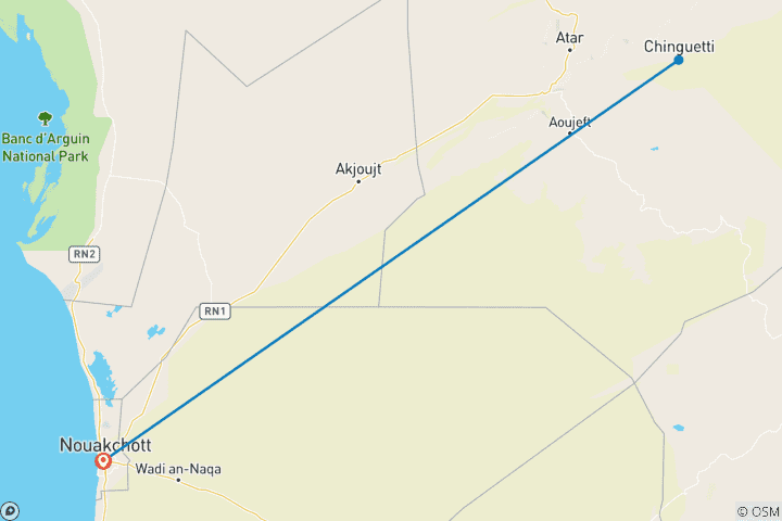Carte du circuit Découvrez la Mauritanie en 5 jours