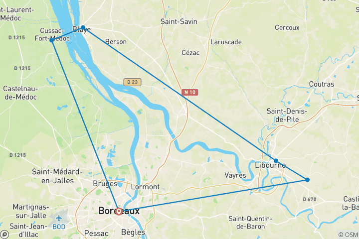 Map of Oenological cruise: At the heart of a prestigious wine region (port-to-port cruise)