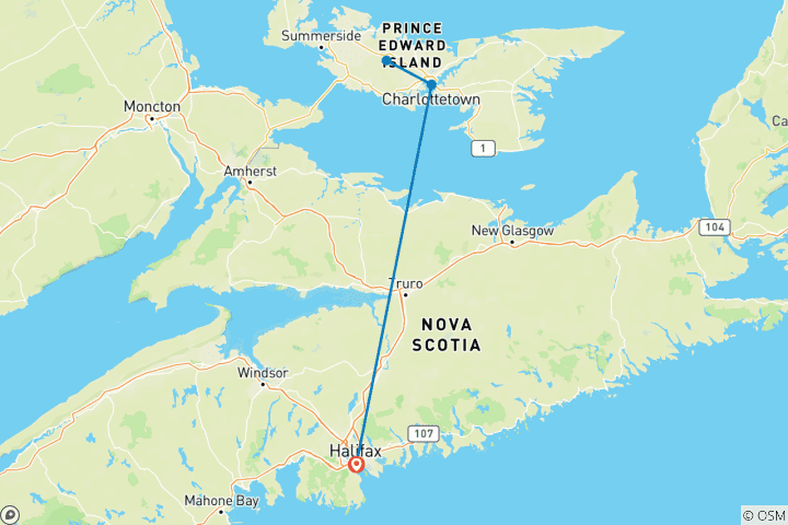 Carte du circuit Découverte de l'Île-du-Prince-Édouard - 5 jours