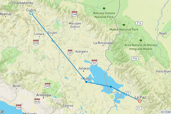 Carte du circuit Lake Titicaca & isla del Sol Explorer 3D/2N (Cusco à La Paz)