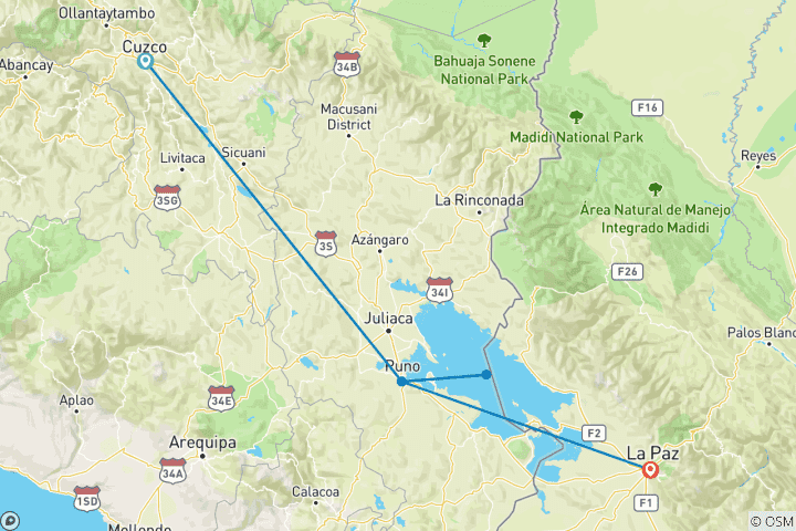 Karte von Titicacasee Gastfamilie Erlebnis 4D/3N (Cusco nach La Paz)