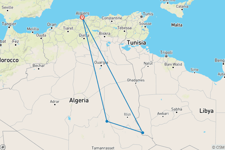 Map of Explore the magic of Southern Algeria in 5 days