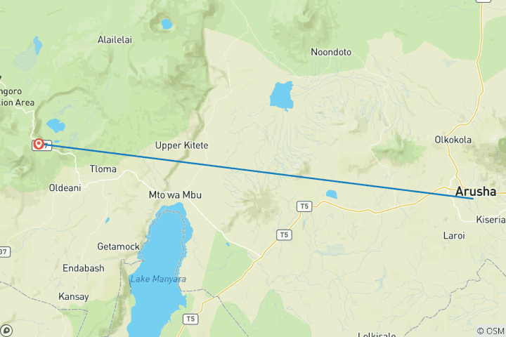 Carte du circuit SAFARI D'UNE JOURNÉE DANS LE CRATÈRE DU NGORONGORO