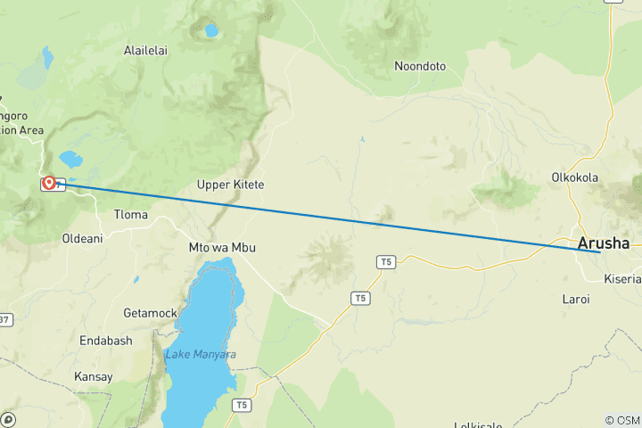 Carte du circuit SAFARI D'UNE JOURNÉE DANS LE CRATÈRE DU NGORONGORO