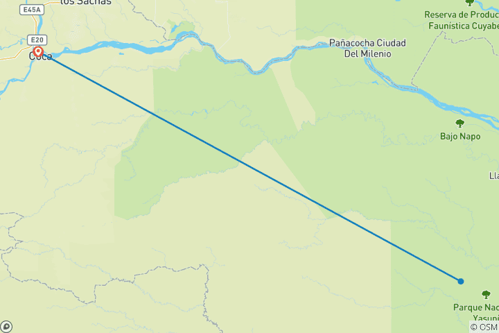 Carte du circuit Expédition dans le parc national de Yasuni