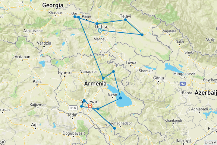 Karte von Premium Essen und Wein  in Georgien und Armenien - Private