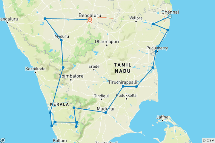 Karte von Luxus-Passage in Südindien