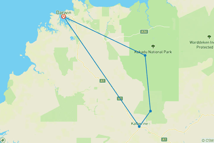 Carte du circuit Les anciens secrets de Kakadu (petits groupes)