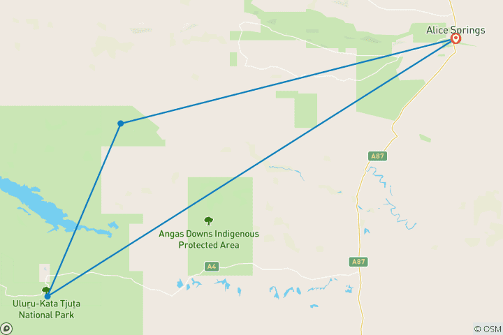 Carte du circuit Outback Contrasts (petits groupes, 2025/2026)