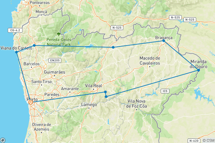 Map of The Best of Northen Portugal Road Trip