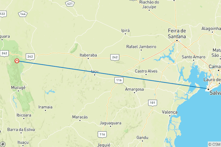 Map of Salvador and Chapada Diamantina Eco Adventure (8 days)