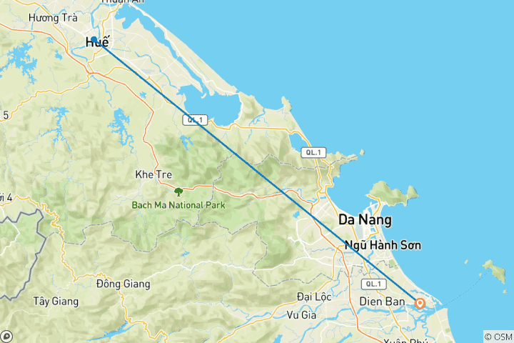 Carte du circuit Visite de la ville de Hué depuis Hoi An et Da Nang - Visite privée en limousine