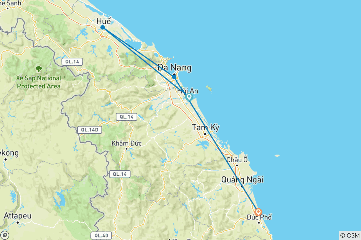 Map of Hue City Tour from Hoi An and Da Nang – Private tour with limousine