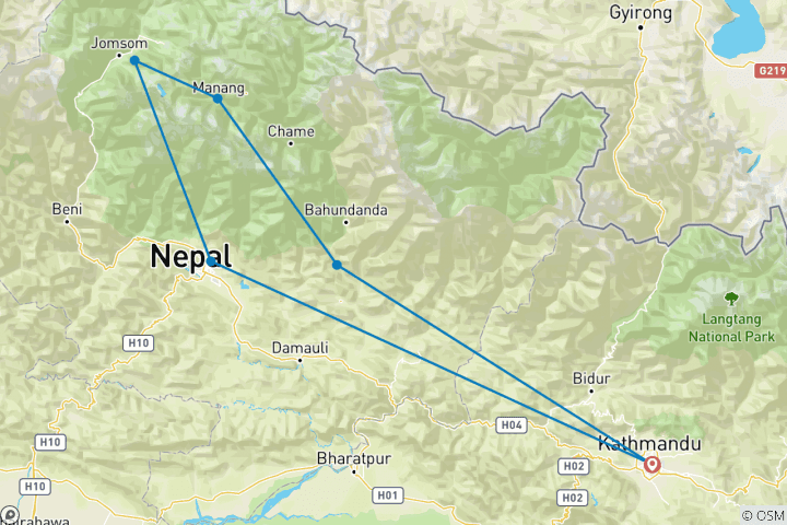 Map of Annapurna, Nar & Tilicho Lake