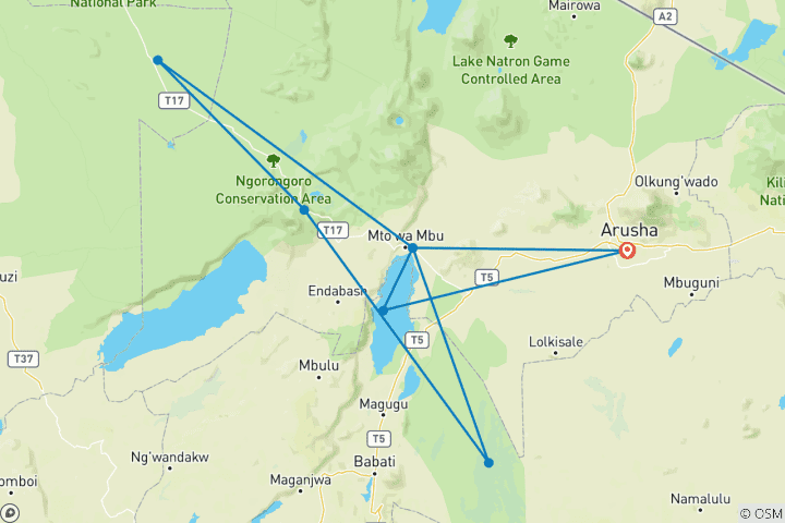 Carte du circuit Aventure en Tanzanie