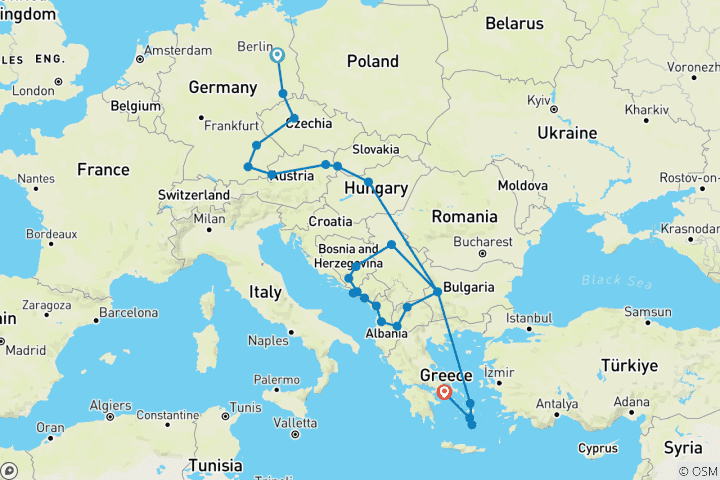 Map of Splendours of Central Europe, Balkans and Greece