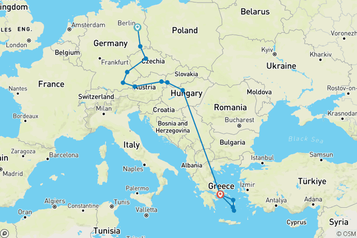 Map of Best of Central Europe and Greece