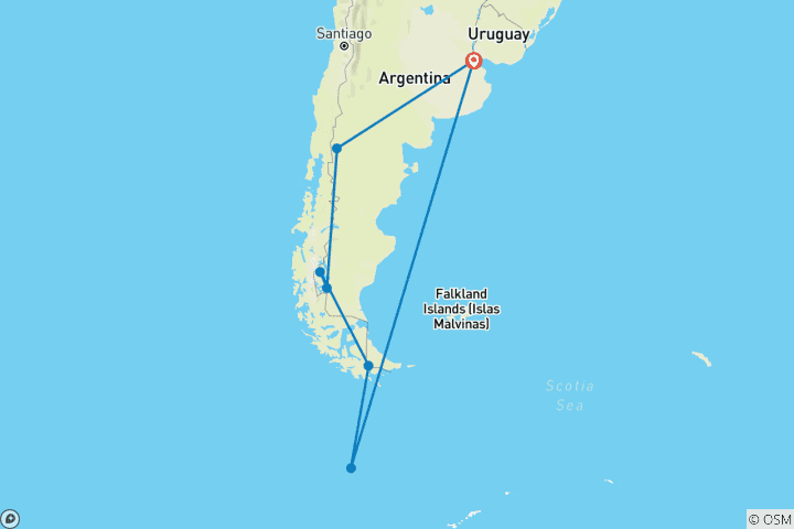 Carte du circuit Patagonie et Antarctique