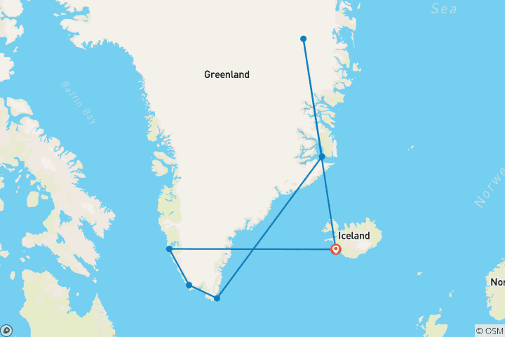 Carte du circuit De l'Islande au Groenland : L'éclipse solaire totale en profondeur (Ocean Explorer)