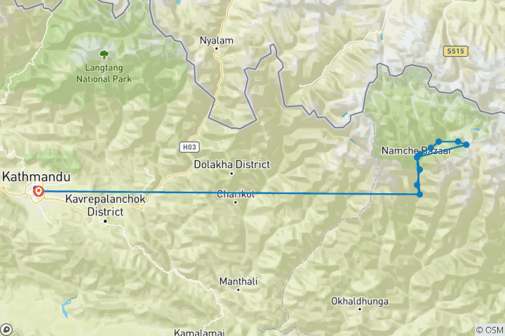 Map of Everest Trails to Ama Dablam Base Camp