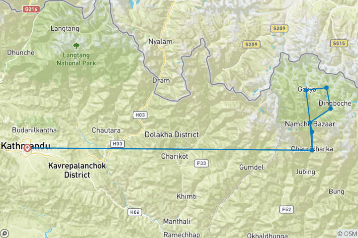 Mapa de El circuito del Everest y el Cho la cómodamente