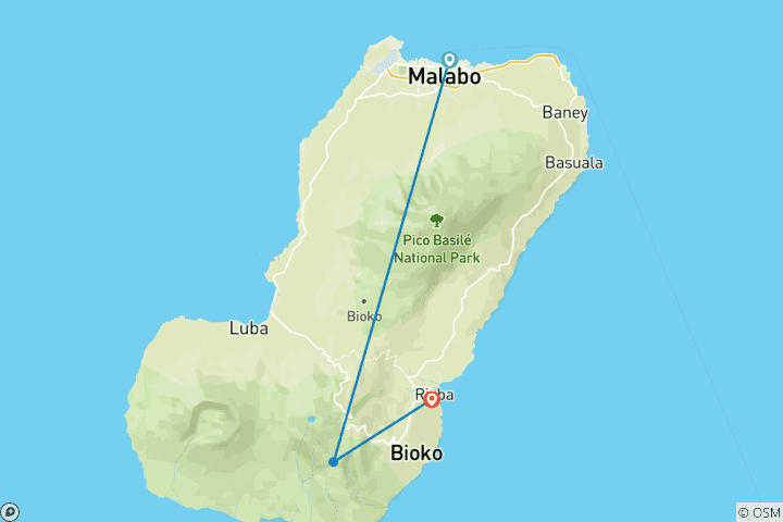 Mapa de Extensión a Guinea Ecuatorial: Inmersión Cultural y en la Naturaleza en la Isla de Bioko
