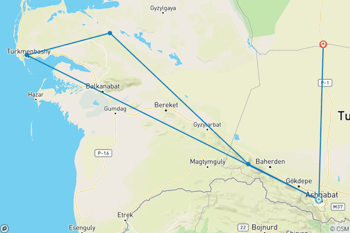 Carte du circuit Découvrez le Turkménistan
