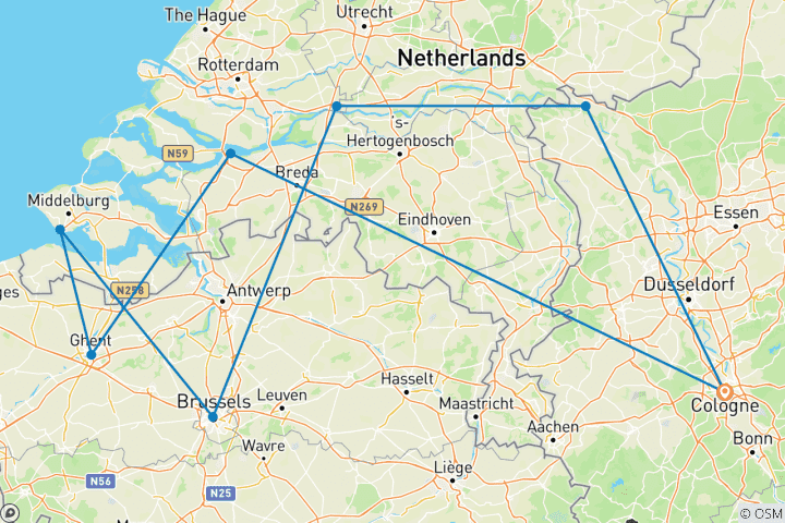 Map of Rhine Experience Netherlands & Belgium 2025